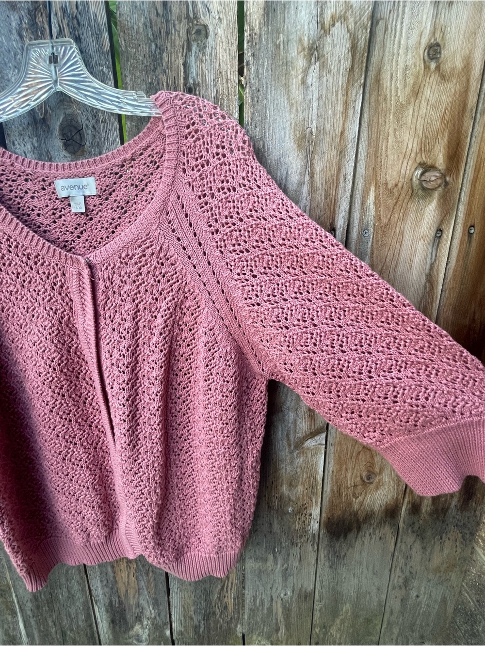Avenue Blush Pink Open Knit Cardigan Sz. 18/20 - Picture 3 of 13